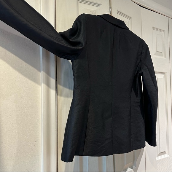 Talbots Black Silk Taffeta Single Button Blazer Evening Formal Tuxedo Jacket 12 - Picture 6 of 15